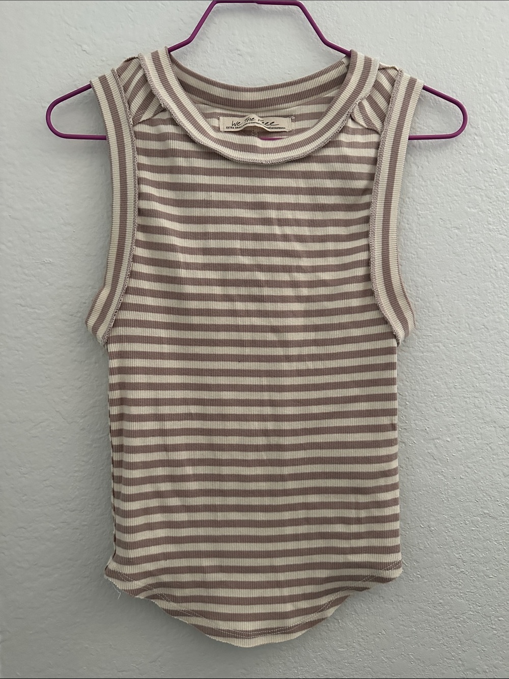 We The Free Striped Ribbed Tank in Beige and Cream